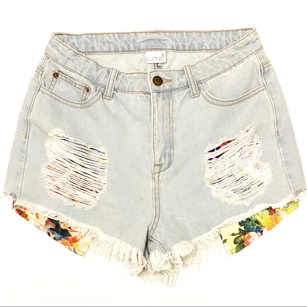 High Rise distressed cut off Jean shorts